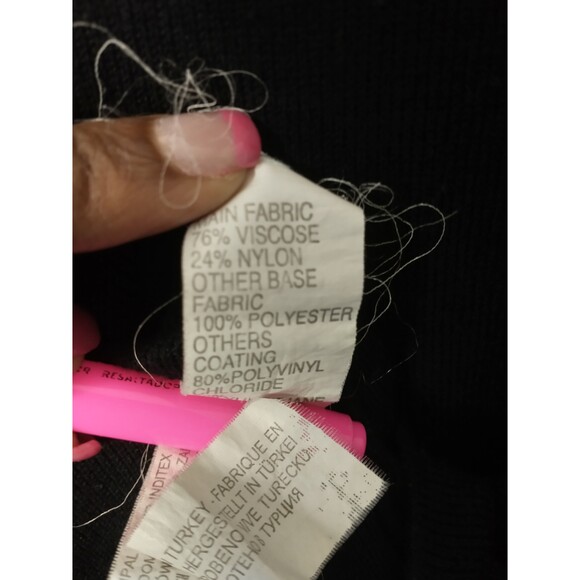 Zara Black FauxLeather SleeveTop Women’sSmall Short SleeveKnitBlouse w/Gold Zipp - Picture 7 of 7